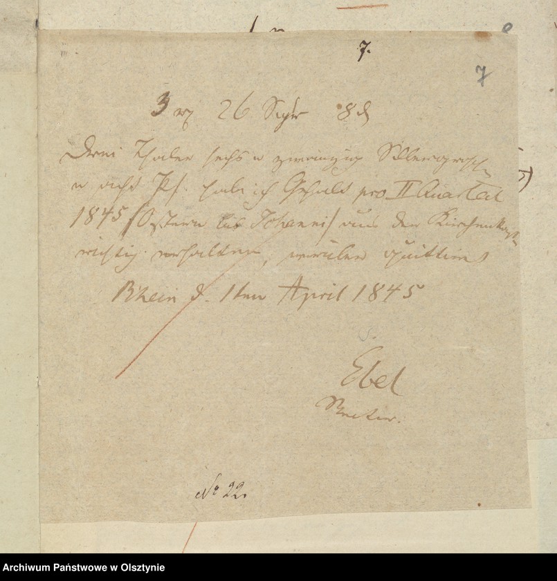 image.from.unit.number "Beläge zur Jahres Rechnung der Kirche zu Rhein für das Jahr 1845"