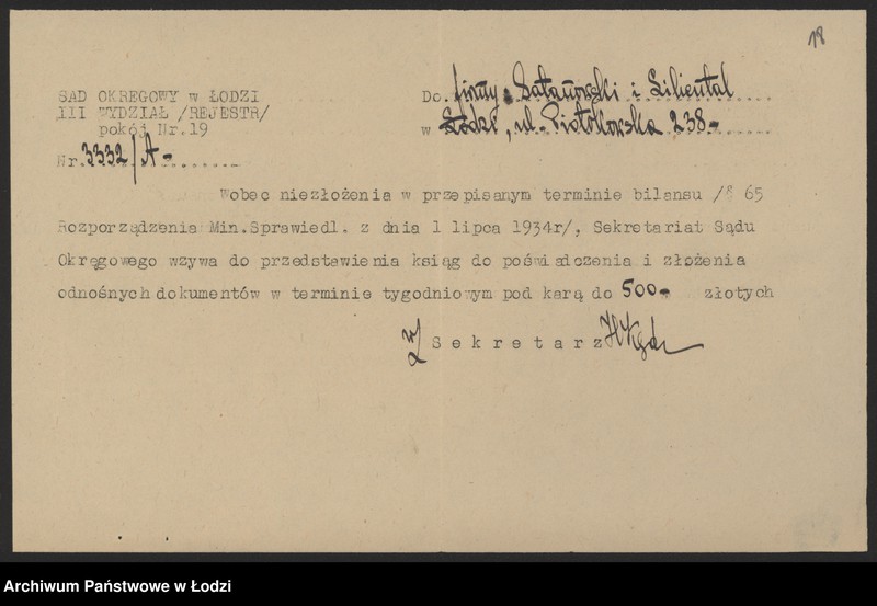 Obraz 20 z jednostki "Moszek Lilienthal i Jakób Satanowski- Towarzystwo Przemysłowo-Handlowe"