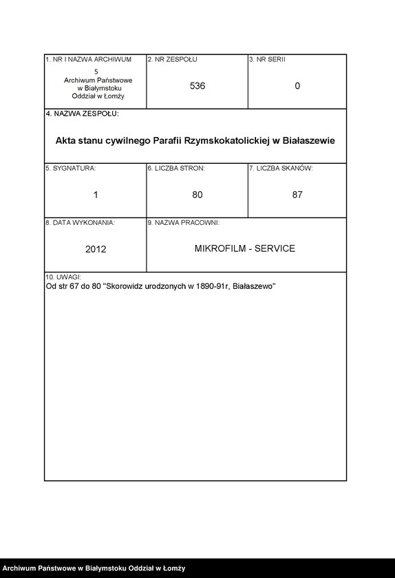 image.from.team "Akta stanu cywilnego Parafii Rzymskokatolickiej w Białaszewie"