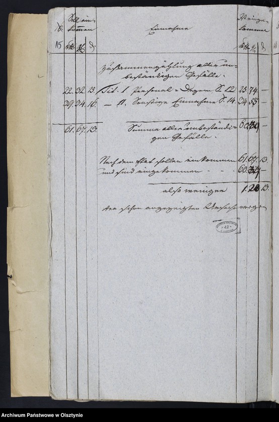 image.from.unit.number "Rechnung über Einnahme und Ausgabe für die Kirche zu Sonnenborn"