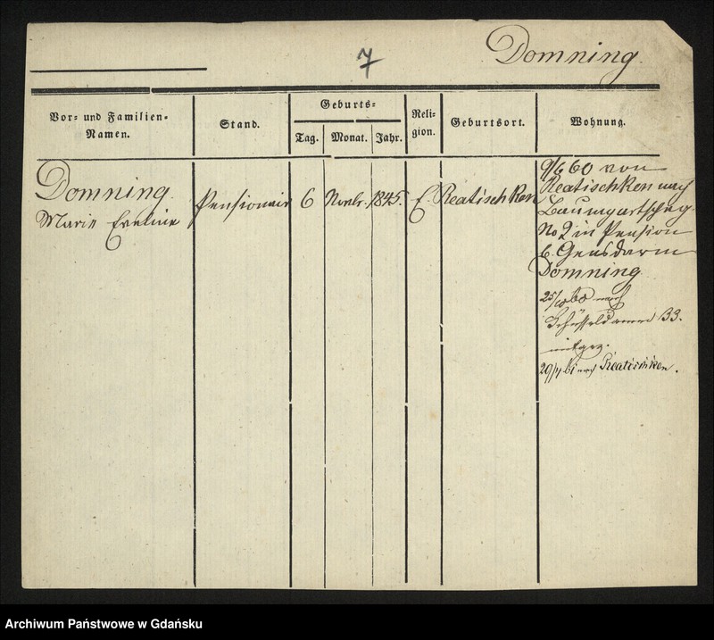 image.from.unit.number "Karty meldunkowe: Domning - Domzalski"