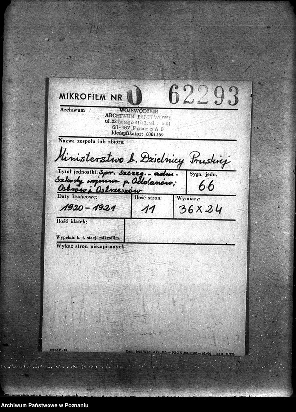 Obraz 3 z jednostki "Sprawy szczegółowo-administracyjne Szkody wojenne p. Odolanów, Ostrów, Ostrzeszów"