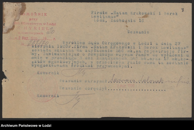 Obraz 10 z jednostki "Natan Krakowski i Berek Levitanus- farbiarnia i nawijanie nici"