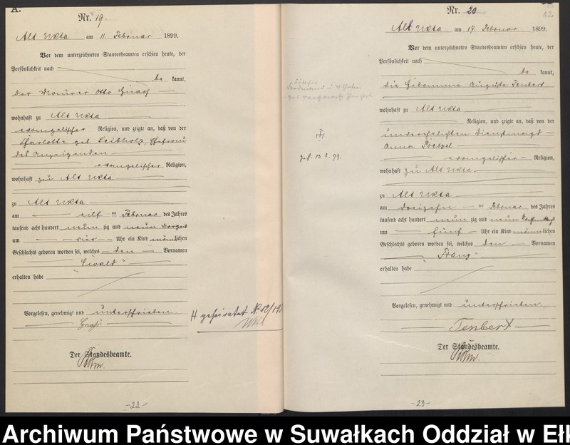 image.from.unit.number "Geburts-Haupt-Register des Königlichen Preussischen Standes-Amtes Alt Ukta Kreis Sensburg"