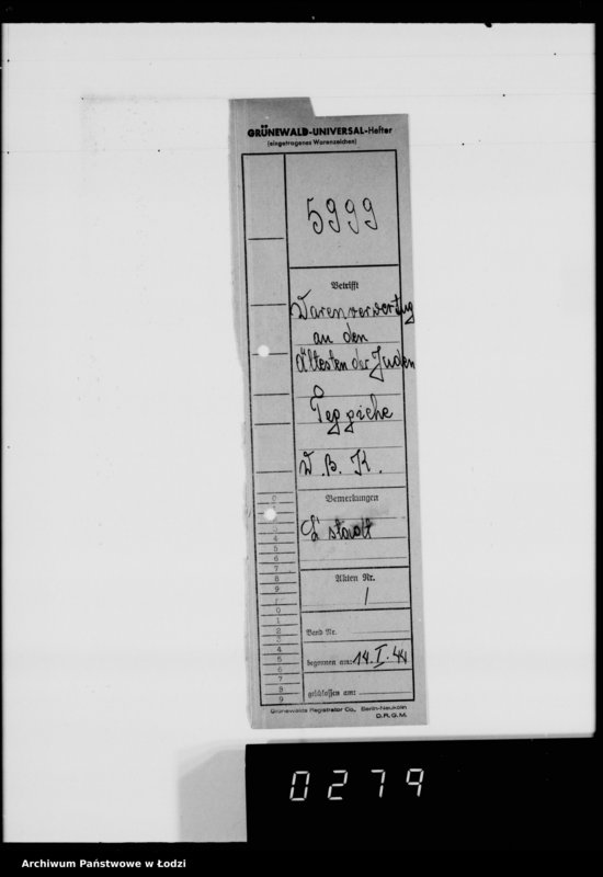 Obraz 20 z jednostki "Warenverwertung an den Ältesten der Juden Aufträge 5986-6000. [Odzież i wyroby kuśnierskie]"