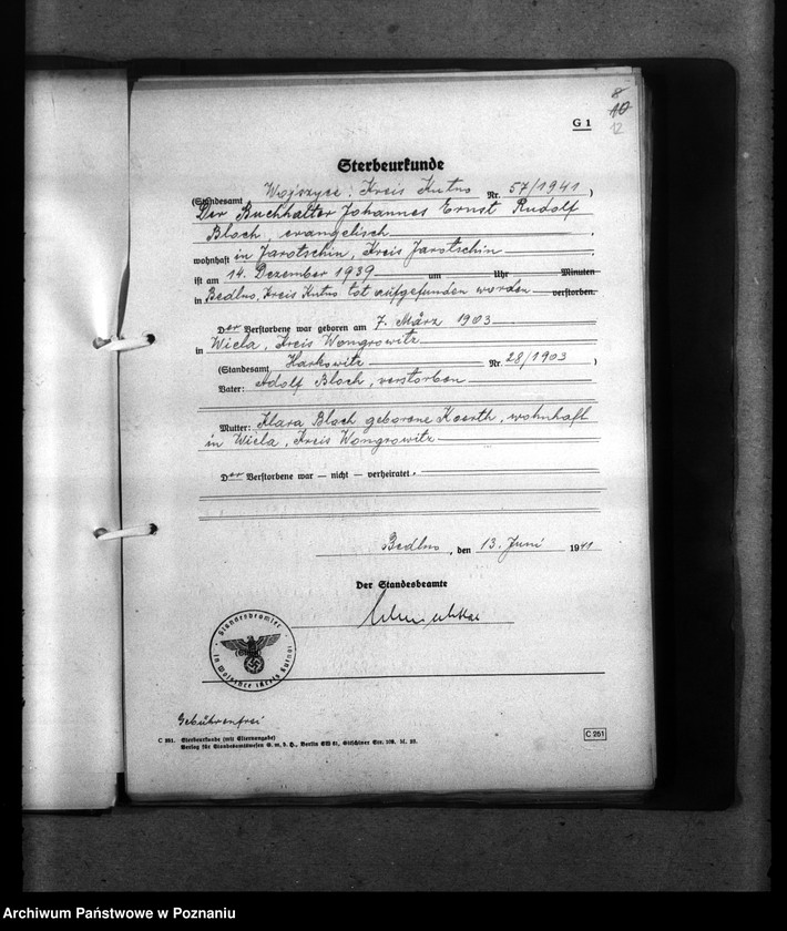 Obraz 16 z jednostki "Kreis Kutno. Wykaz miejscowych Niemców, którzy zginęli w 1939 roku"