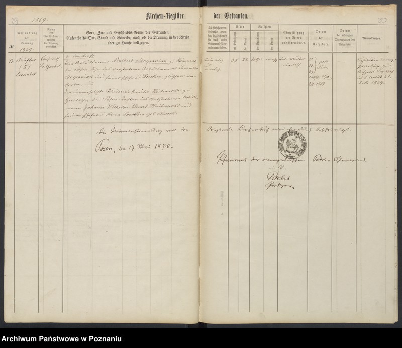 Obraz 18 z jednostki "Duplikat der Kirchenbucher uber Taufen, Trauungen und Begräbnisse"