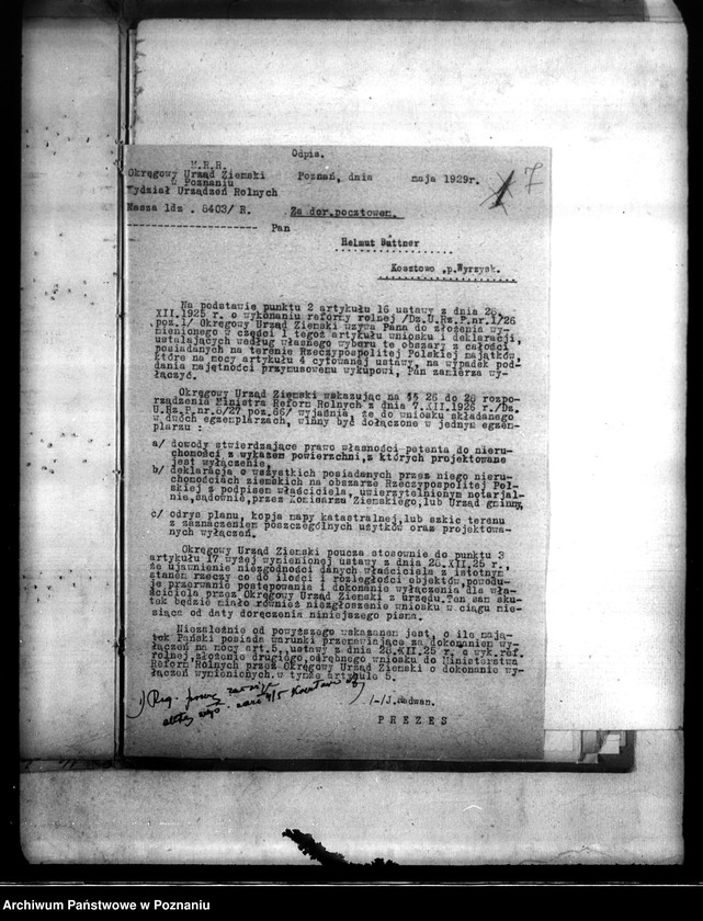 Obraz 13 z jednostki "Majątek Kosztowo powiatu wyrzyskiego wyłączenie z art. 4/5 ustawy o wykonaniu reformy rolnej Helmut Buettner"