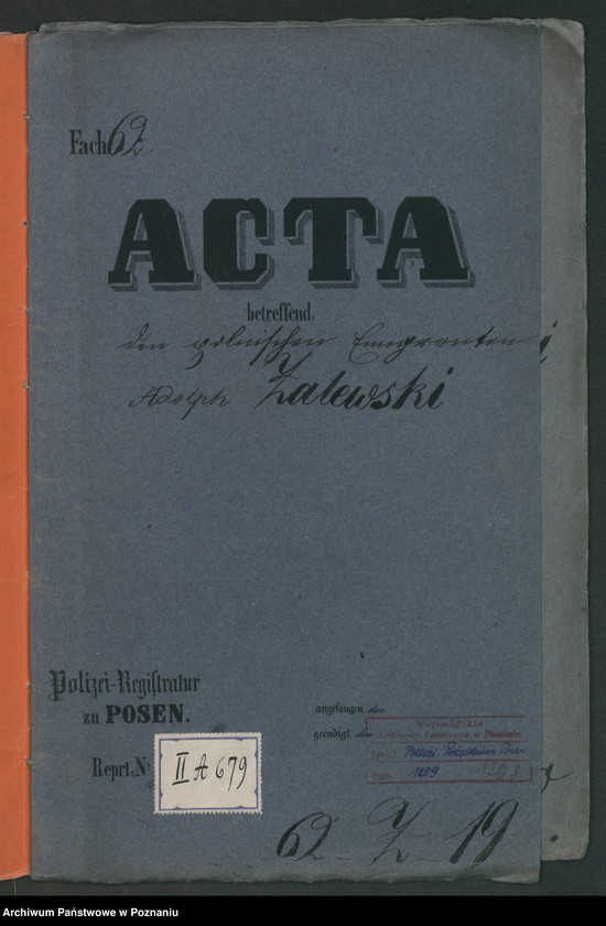 Obraz 2 z jednostki "A. betr. den polnischen Emigranten Adolf von Zalewski"