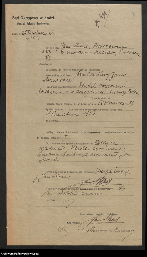 Obraz 6 z jednostki "Jan Strauss, Bronisław Macner - Dom Handlowy Jan Strauss i S-ka - handel wszelkimi towarami, a w szczególności ziemiopłodami"