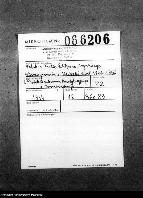 Obraz 2 z jednostki "Protokół zebrania konstytucyjnego i korespondencja"