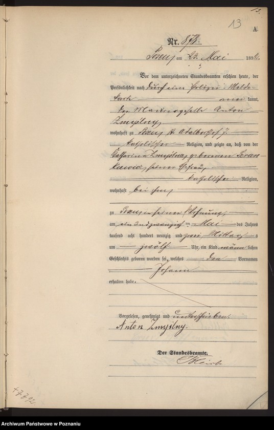 Obraz 16 z jednostki "Księga urodzeń t. III"