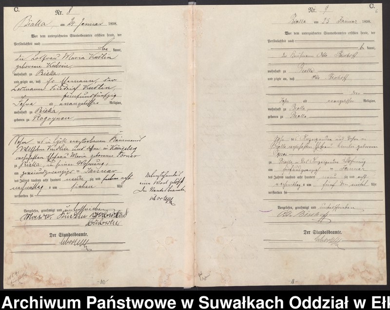 image.from.unit.number "Sterbe-Haupt-Register des Königlichen Preussischen Standes-Amtes Bialla Kreis Johannisburg"