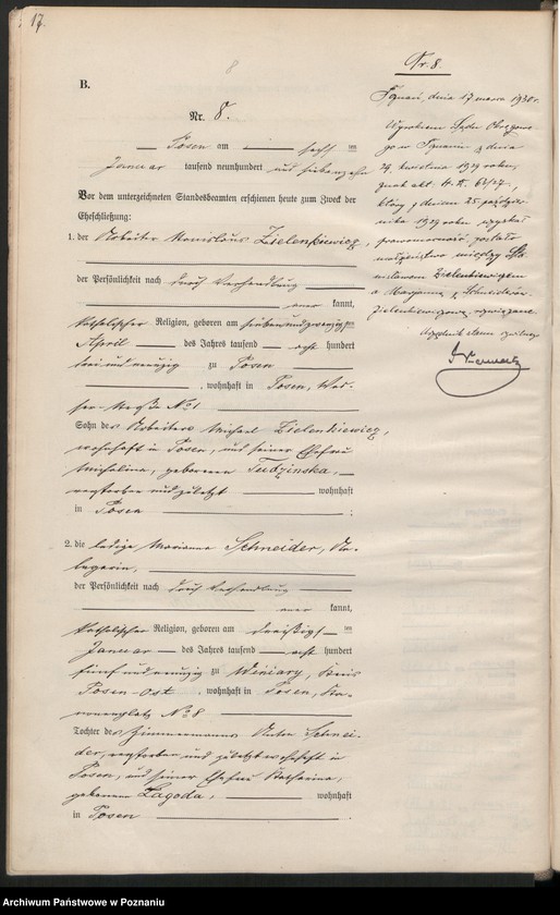 Obraz 18 z jednostki "Księga miejscowa małżeństw tom I [Rejestr główny małżeństw]"