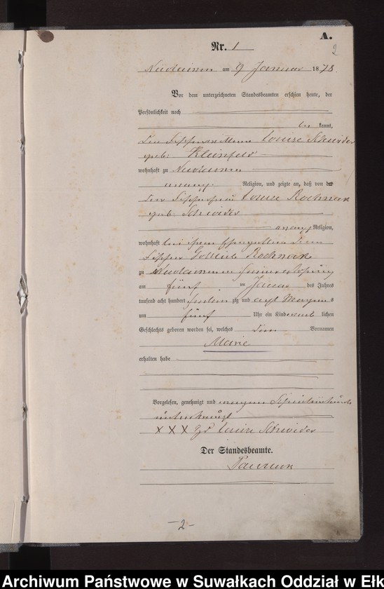 image.from.unit.number "Geburts-Haupt-Register des Königlich Preussischen Standes-Amtes der Stadt Nicolaiken Kreis Sensburg"