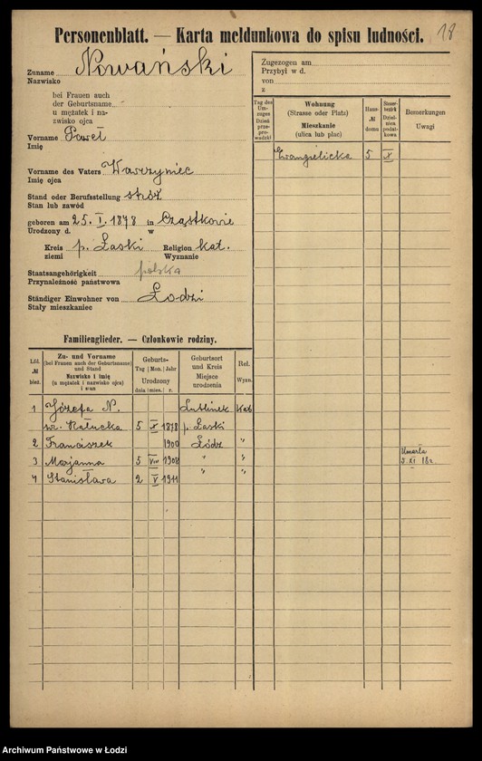 Obraz 20 z jednostki "[Spis ludności Łodzi] Nowaliński-Nowicki"