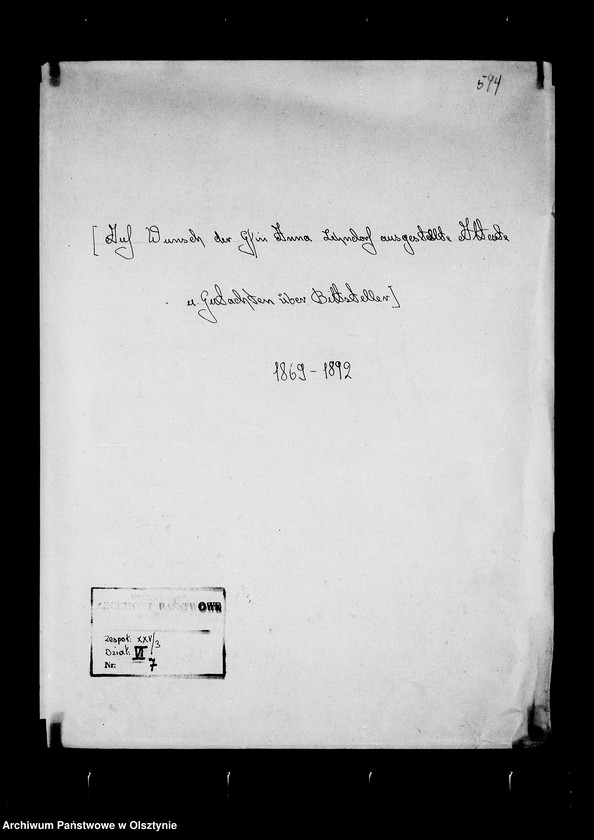 image.from.unit.number "/Auf Wunsch der Gfin Anna Lehndorff ausgestellte Atteste u. Gutachten über Bittsteller/"