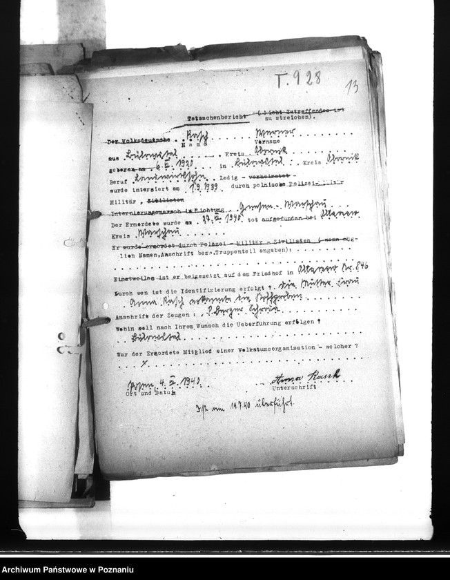 Obraz 17 z jednostki "Wykazy miejscowych Niemców, którzy zginęli w 1939 roku Q - R"