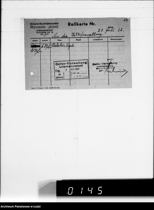 Obraz 17 z jednostki "Diverse I-M.Rechnungen [za dostawy towarów dla Getta]"