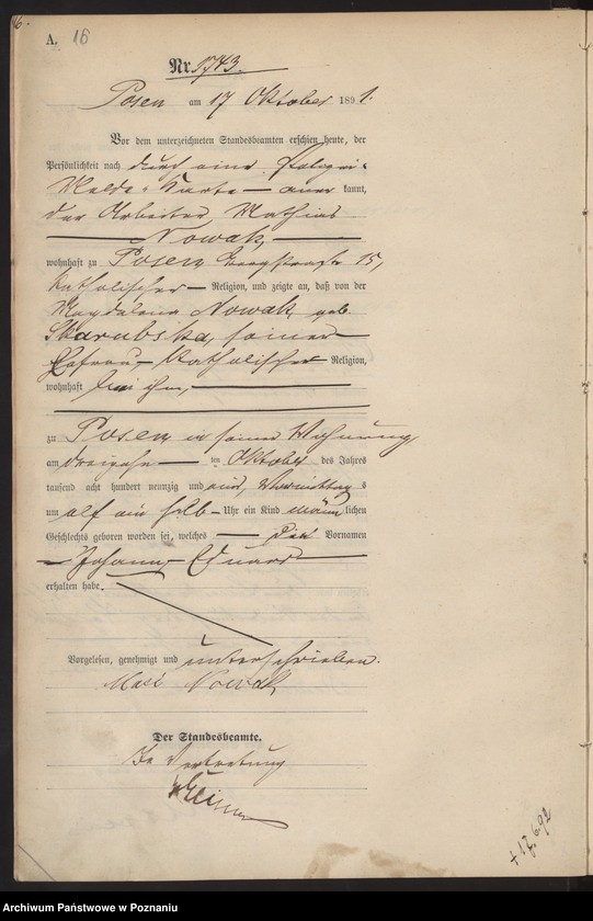 Obraz 20 z jednostki "Księga urodzeń t. V"