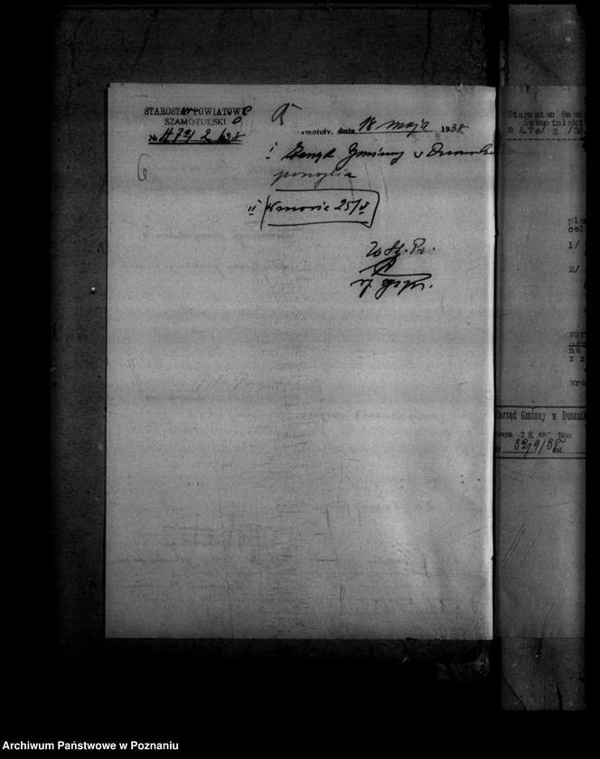 Obraz 10 z jednostki "Zatwierdzenie projektu zmiany zakładu przemysłowego /młyna motorowego/ w Dusznikach powiat szamotulski"