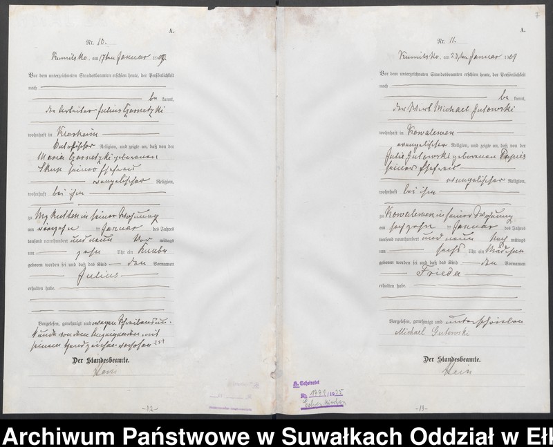 image.from.unit.number "[Geburts-Haupt-Register des Königlichen Preussischen Standes-Amtes Kumilsko Kreis Johannisburg]"