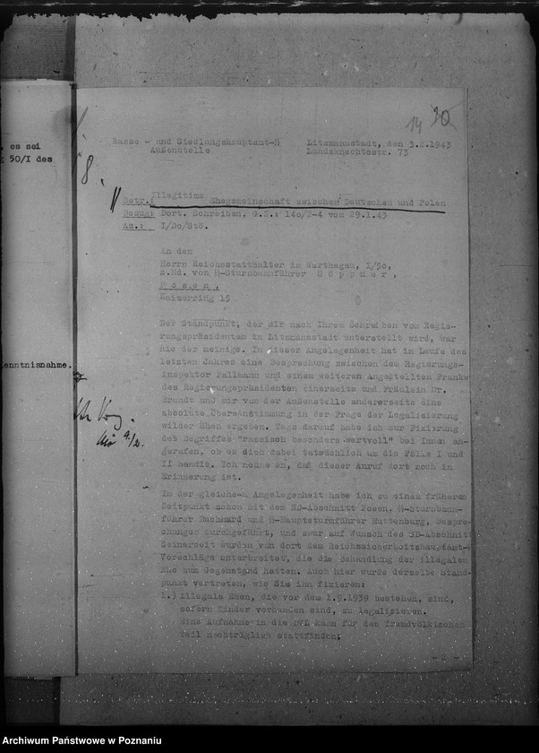 Obraz 18 z jednostki "Verkehr Deutscher mit Polen. Illegitime Ehegemeinschaften zwischen Deutschen und Polen"