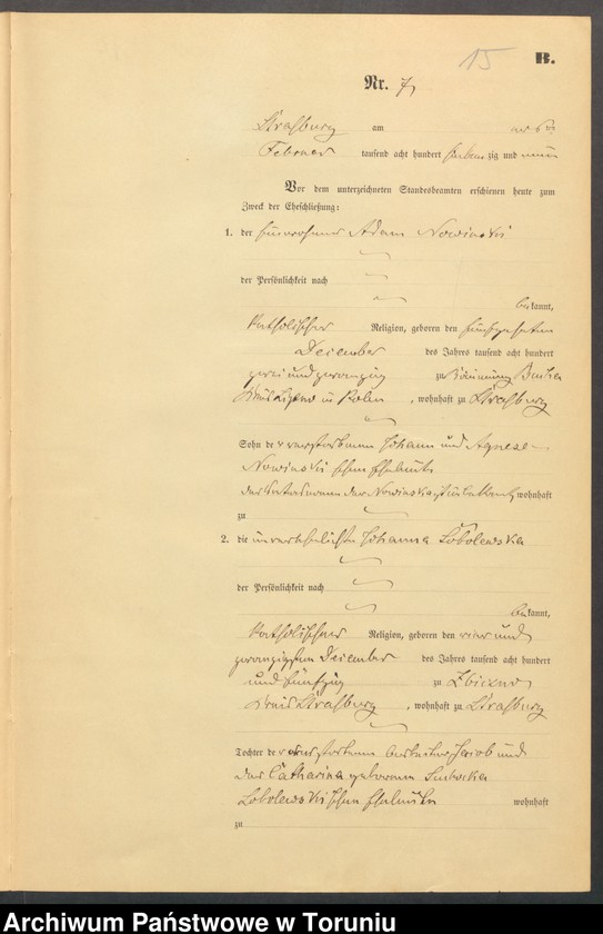 image.from.unit.number "Heiraths-Neben-Register Stadt Strasburg [ Brodnica- Miasto]für das Jahr 1879"