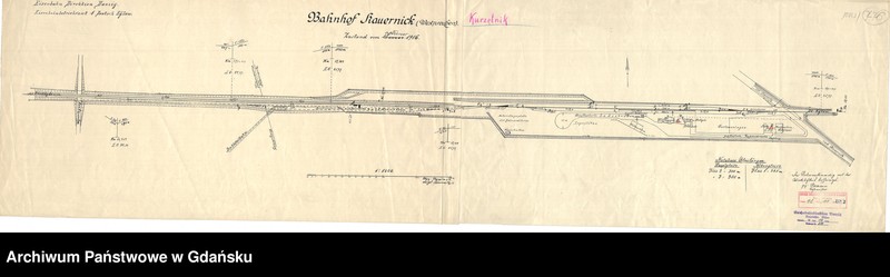 image.from.unit.number "Eisenbahn Direktion Danzig. Eisenbahnbetriebsamt 1 Dt. Eylau. Bahnhof Kauernic (Westpr.). Zustand vom Februar 1916"