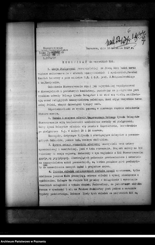 Obraz 10 z jednostki "Okólniki Zarządu Głównego i Okręgowego"