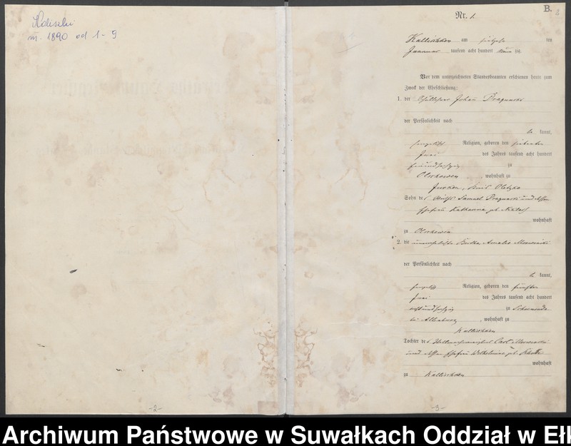 image.from.unit.number "Heiraths-Haupt-Register des Königlichen Preussischen Standes-Amtes Kallischken Kreis Johannisburg"