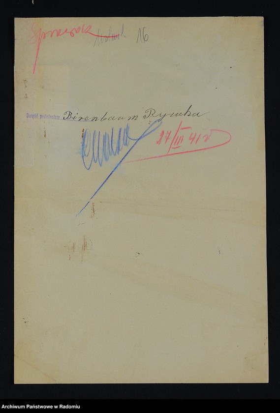 image.from.unit.number "[Wnioski o wydanie dowodów osobistych oraz nie odebrane dowody Birenbaum Rachela - Blass]"