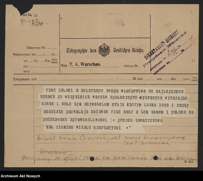image.from.unit.number "Hołdy; listy, depesze, adresy, od instytucji, organizacji, osób prywatnych"