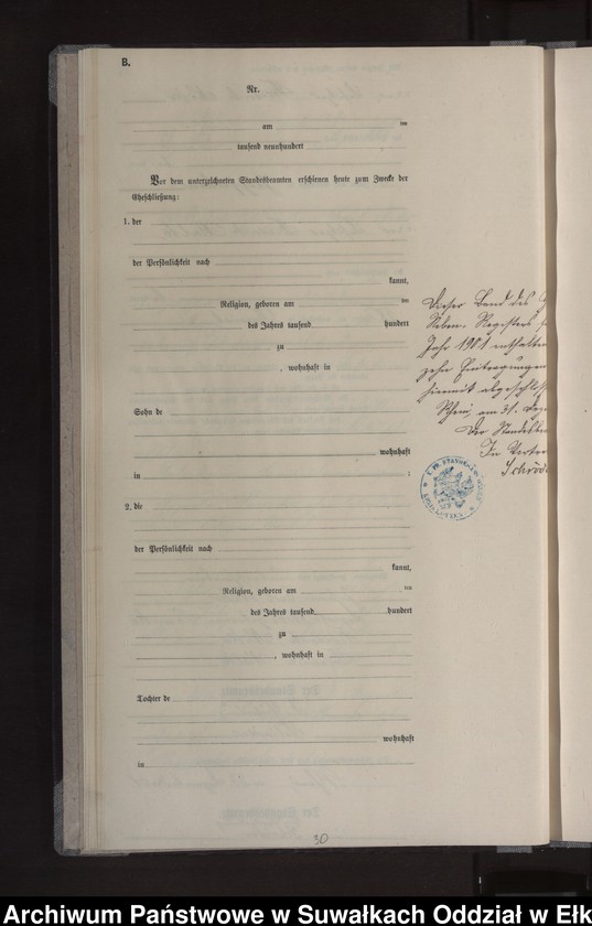 image.from.unit.number "Heiraths-Neben-Register des Königlichen Preussischen Standes-Amtes Orlen Kreis Loetzen"