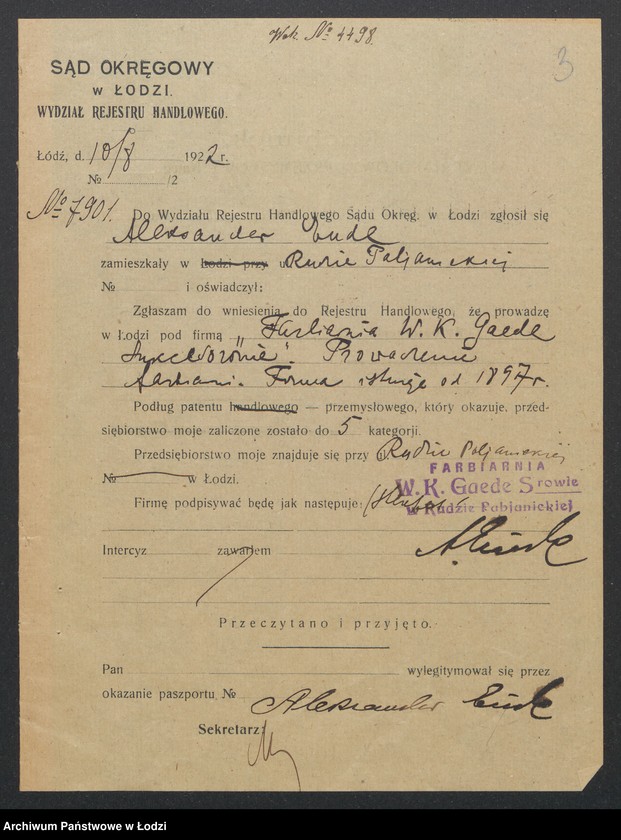 Obraz 5 z jednostki "Farbiarnia W.K.Paede- prowadzenie farbiarni"