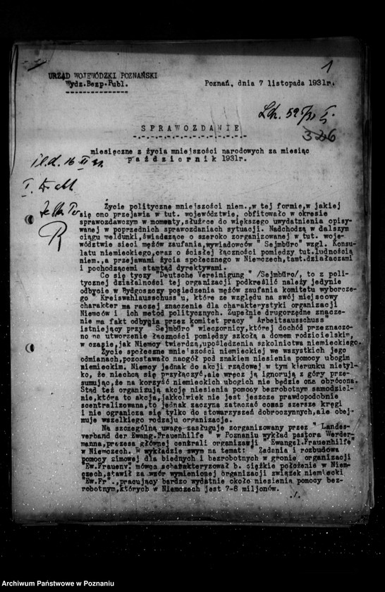 Obraz 5 z jednostki "Sprawozdania sytuacyjne z życia mniejszości narodowych za miesiące październik, listopad, grudzień 1931 r."