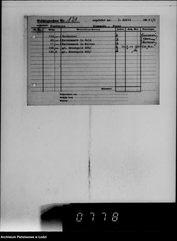 Obraz 14 z jednostki "Fundsachen. [Kartoteka]"