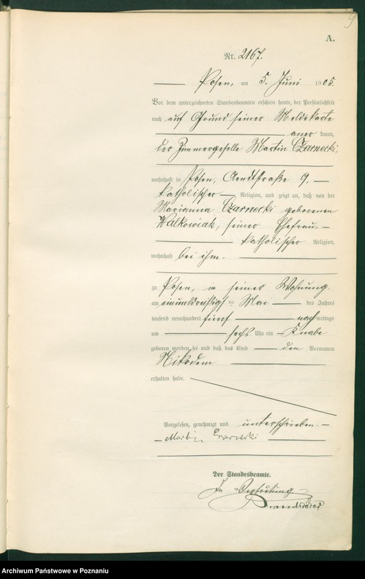 Obraz 11 z jednostki "Księga miejscowa urodzeń tom V"