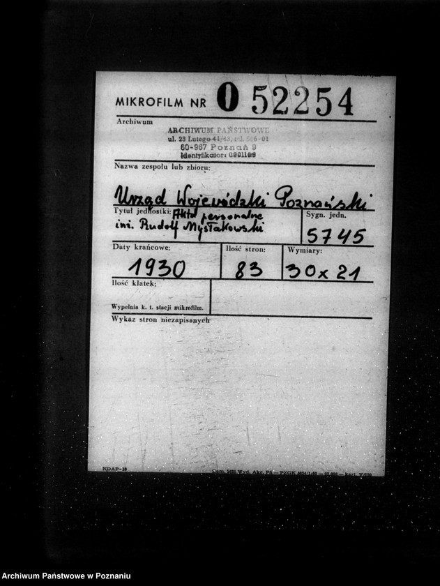 Obraz 2 z jednostki "Akta personalne inż.. Rudolf Mysłakowski /zatrudniony/ w Państwowej Inspekcji Dróg Wodnych Bydgoszcz"