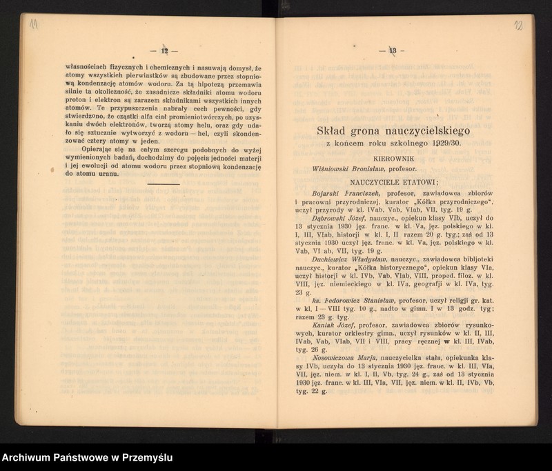 image.from.unit.number "Sprawozdanie Dyrekcji Państw[owego] Gimnazjum II im. Augusta Witkowskiego w Jarosławiu za rok szkolny 1929/30"