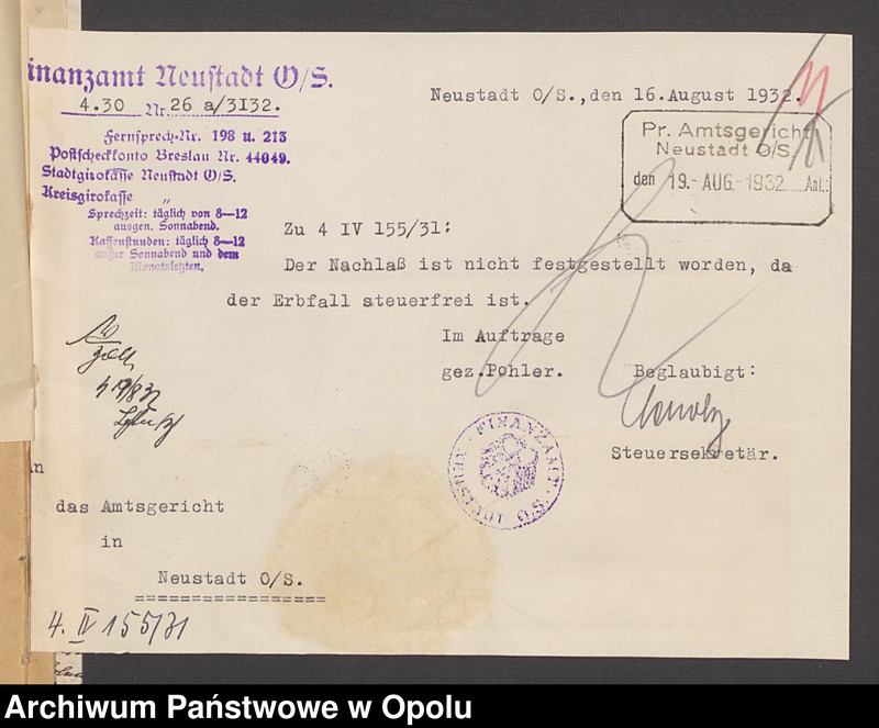 Obraz 19 z jednostki "Verfügung von Todes wegen des Schmiedemeisters Wilhelm Reimann in Neustadt"