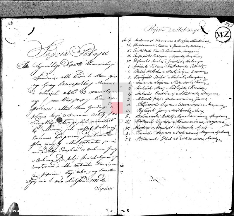 Obraz 18 z jednostki "Akta Cywilne Małżeństwa Gminy Krasnopolskiey od R.1809 1-go Maia do 1810 1-go Maia."