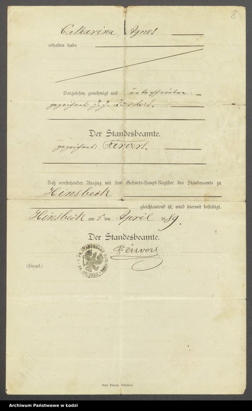 Obraz 10 z jednostki "Dowody metrykalne stałych mieszkańców m. Łodzi nr domu 1123, s. 255-371"