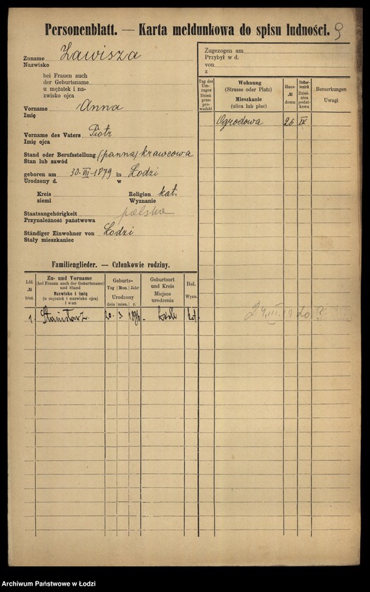 Obraz 11 z jednostki "[Spis ludności Łodzi] Zawisłowski - Zdunek"