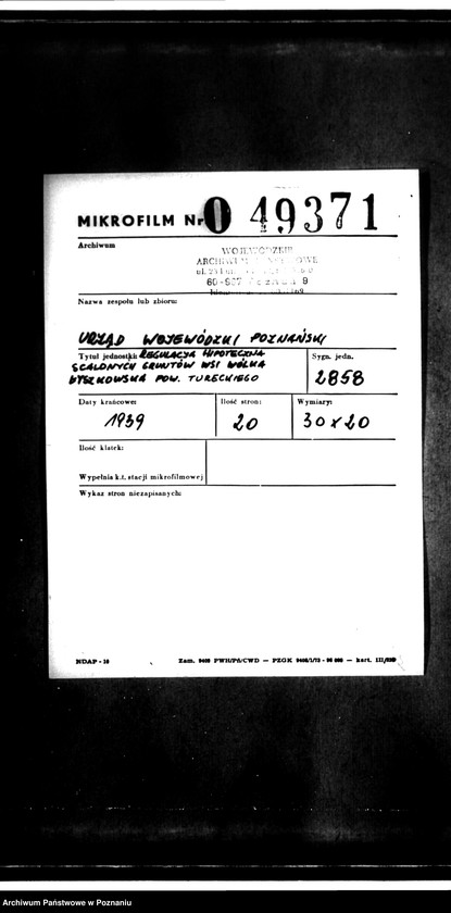 Obraz 2 z jednostki "Regulacja hipoteczna scalonych gruntów wsi Wólka powiatu tureckiego"