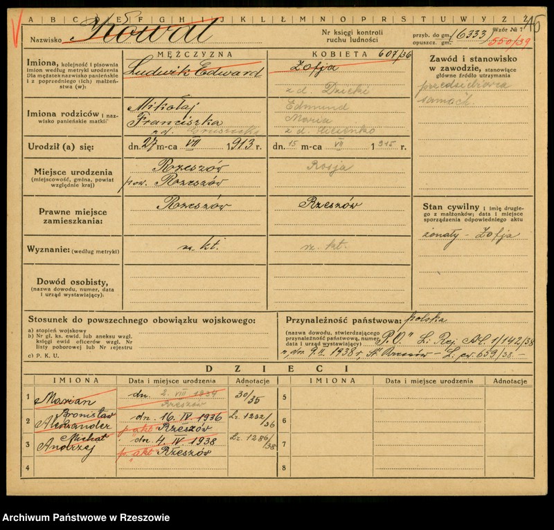 Obraz 17 z jednostki "Kartoteki kontroli ruchu ludności Litera: K"