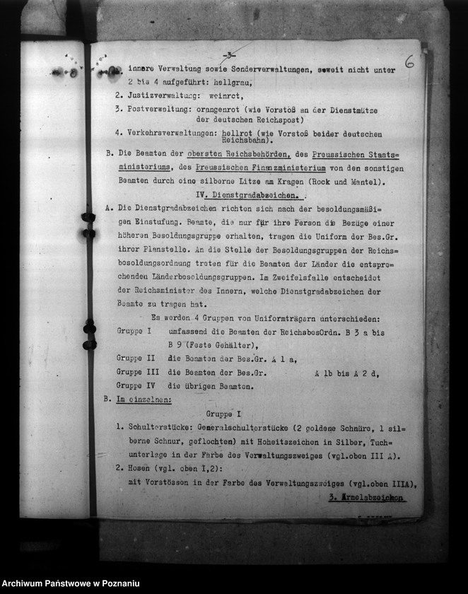 Obraz 10 z jednostki "Beamtenunform. Mitarbeit mit der Posenschen Feuersozietät. Personalstandserhebungen"