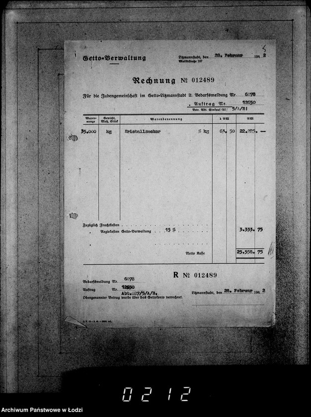 Obraz 9 z jednostki "Aufträge [Lieferscheinen und Rechnungen] 12596-12650 Lebensmitteleinkauf 5/Mü"