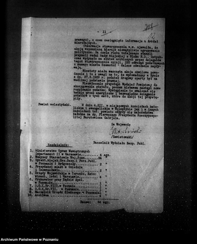 Obraz 16 z jednostki "Sprawozdania sytuacyjne tygodniowe za czas od 29 listopada 1929 r. do dnia 2 stycznia 1930 r. /nr 5-9/ działy VII-XIII"