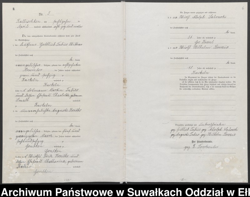image.from.unit.number "[Heiraths-Haupt-Register des Königlichen Preussischen Standes-Amtes Kallischken Kreis Johannisburg]"